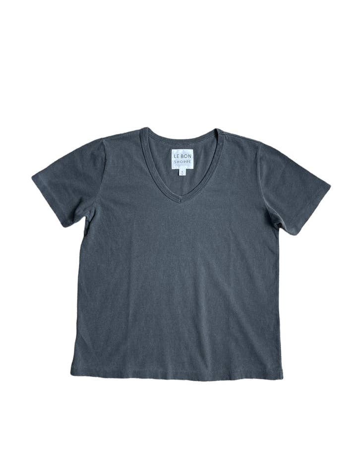 Le Bon Shoppe - Vente T-shirt – femme - T-shirt en coton bio La Vie avec col en V (2S-2M-1L)4