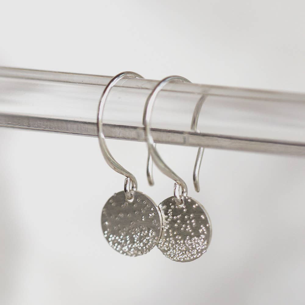 Christina Kober Designs - Wholesale Dangle Earrings - COIN EARRINGS diamond dusted | drop circle dangle earrings1