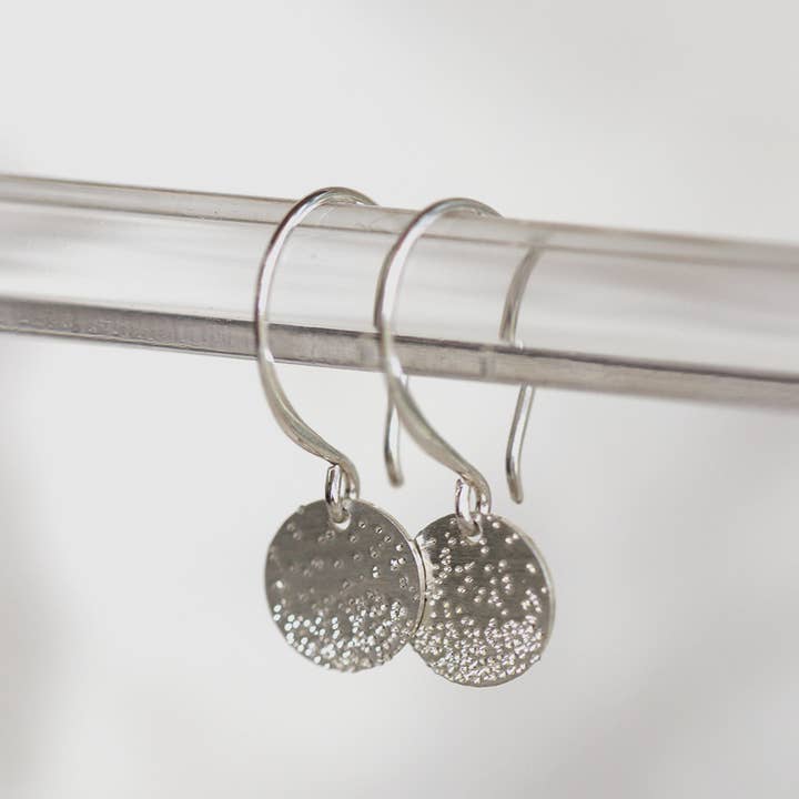Christina Kober Designs - Wholesale Dangle Earrings - COIN EARRINGS diamond dusted | drop circle dangle earrings1