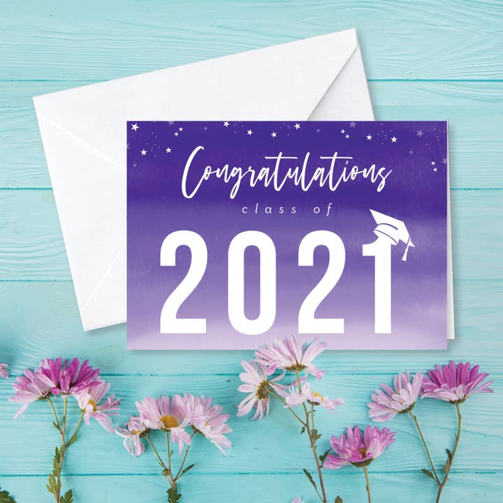 Biglietto di laurea - Purple Ombre Congrats per la vendita all'ingrosso da parte di Daisy Print Company