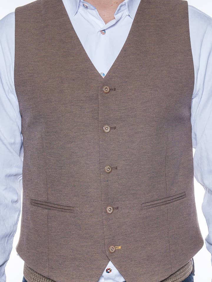 Solid Beige Strik Vest for engroshandel hos Luchiano Visconti
