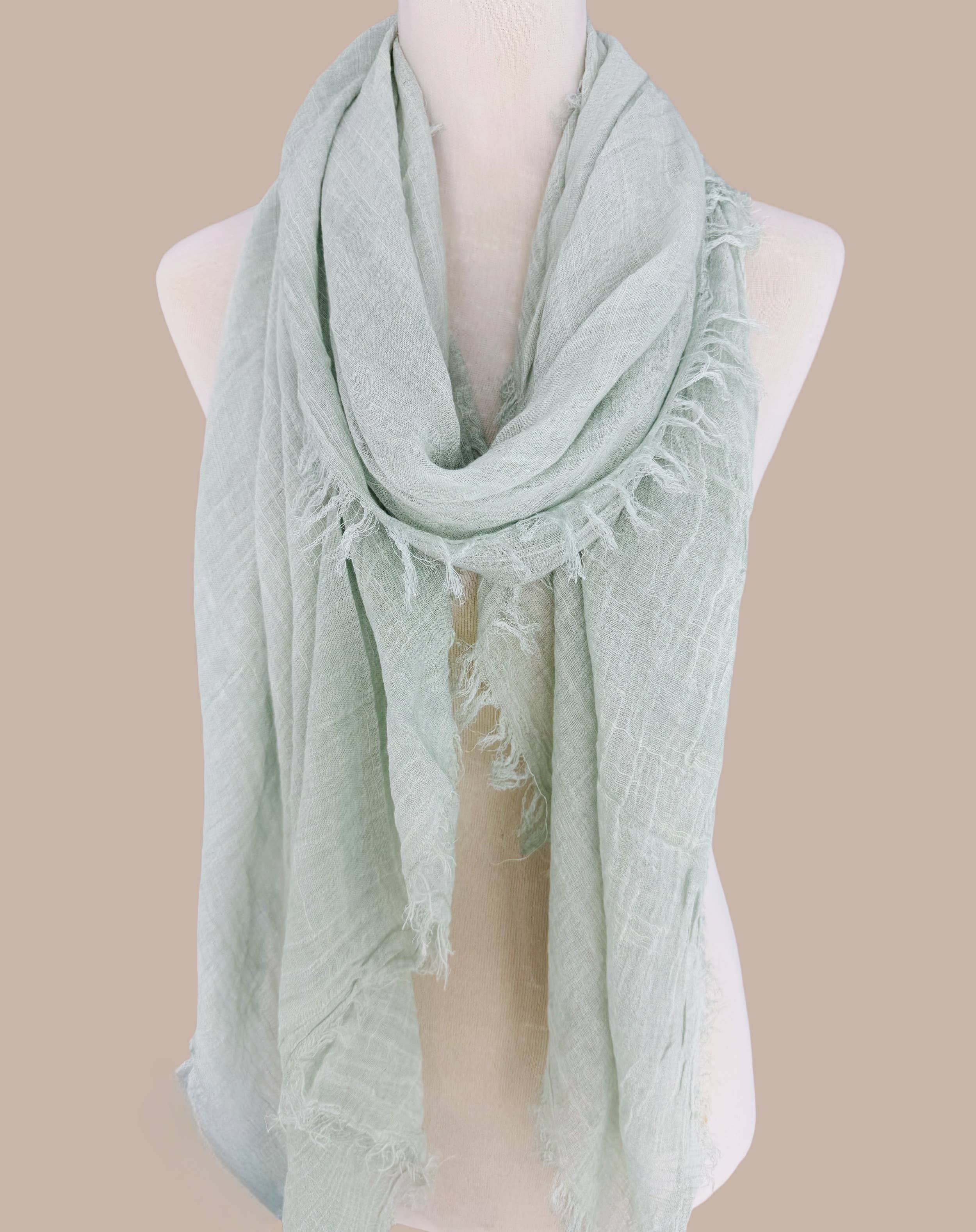 JC Sunny Fashion - Vente Écharpe – femme - Écharpe surdimensionnée en couleur unie délavée à la pierre avec bords bruts JC02103711