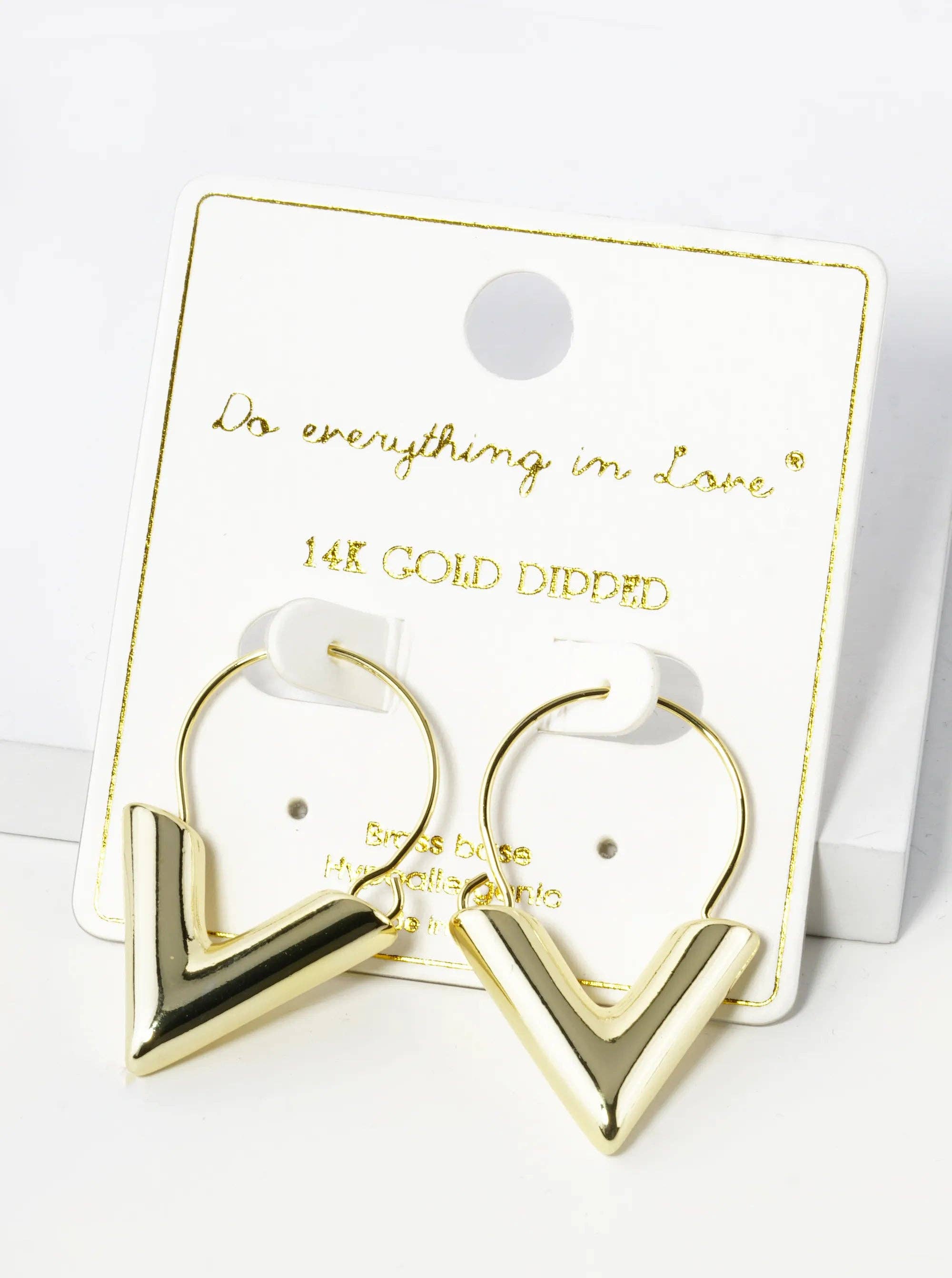 Wild Honey - Wholesale Dangle Earrings - 14K Gold Dipped Hollow Chevron Drop Earrings3