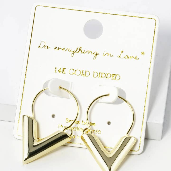 Wild Honey - Wholesale Dangle Earrings - 14K Gold Dipped Hollow Chevron Drop Earrings3