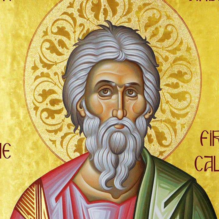 TheHolyArt – wholesale Religious card – Saint Andrew icon the Apostle, Handmade Greek Orthodox icon of St Andrew, Byzantine art wall hanging, religious gift(1)7