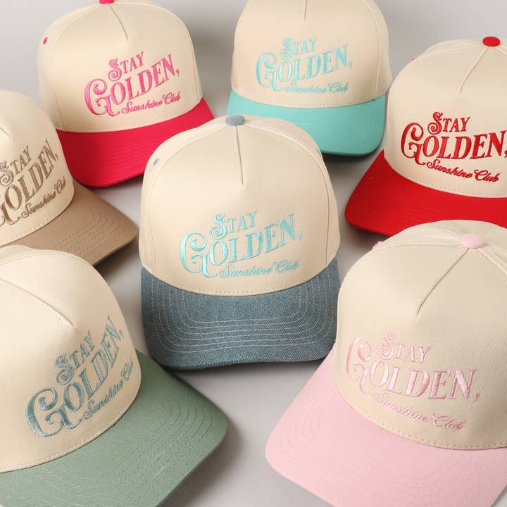 Fashion City - Wholesale Trucker Hat - Women's - Stay Golden Sunshine Club Embroidery Trucker Hat