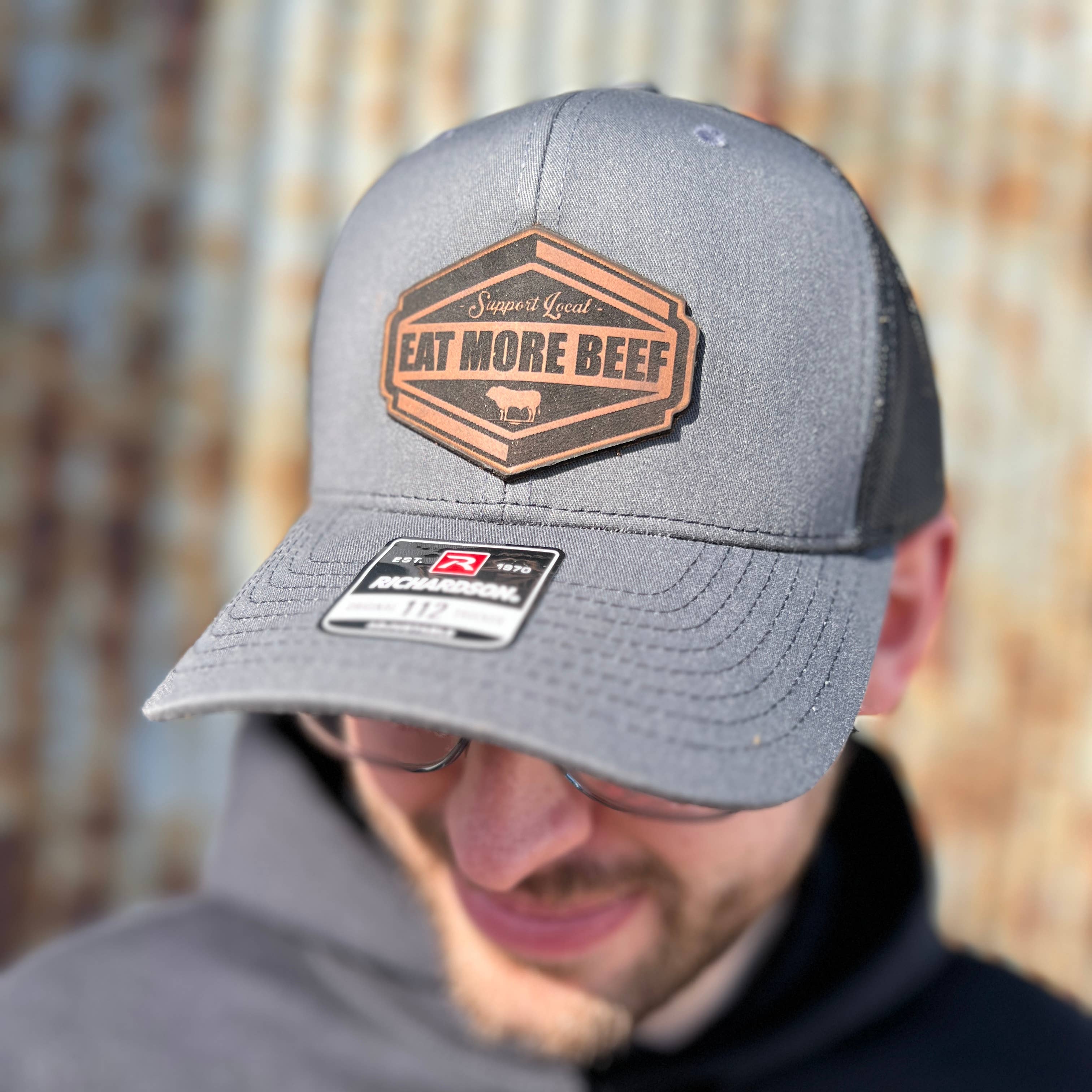 RiOak Design & Hat Co. - Wholesale Baseball Cap - Men's - Eat More Beef Charcoal Grey/Black Richardson 112 0