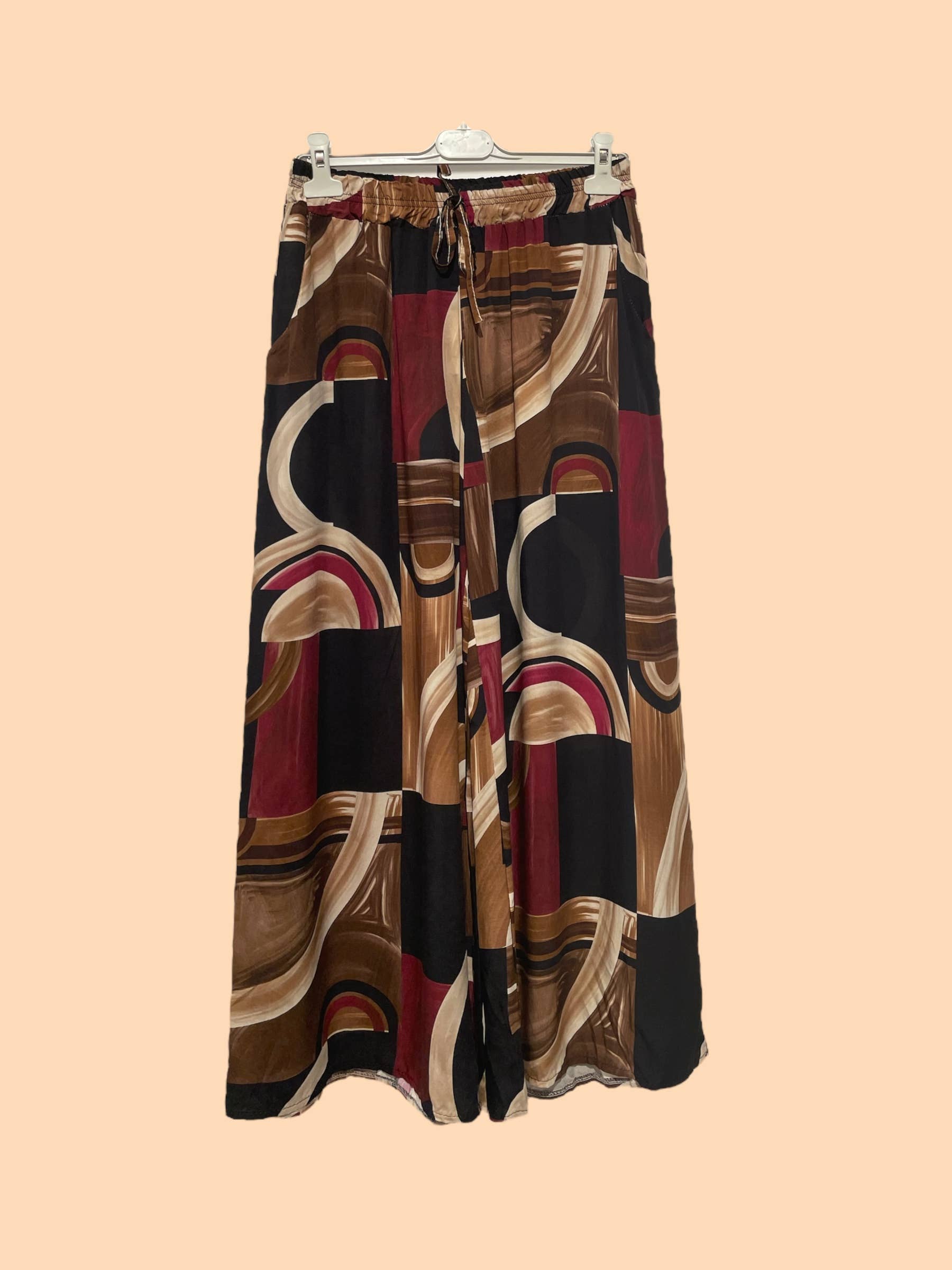 Nota bene – Calças - Mulher por atacado – Calças de viscose estampadas com cintura elástica Art 37180