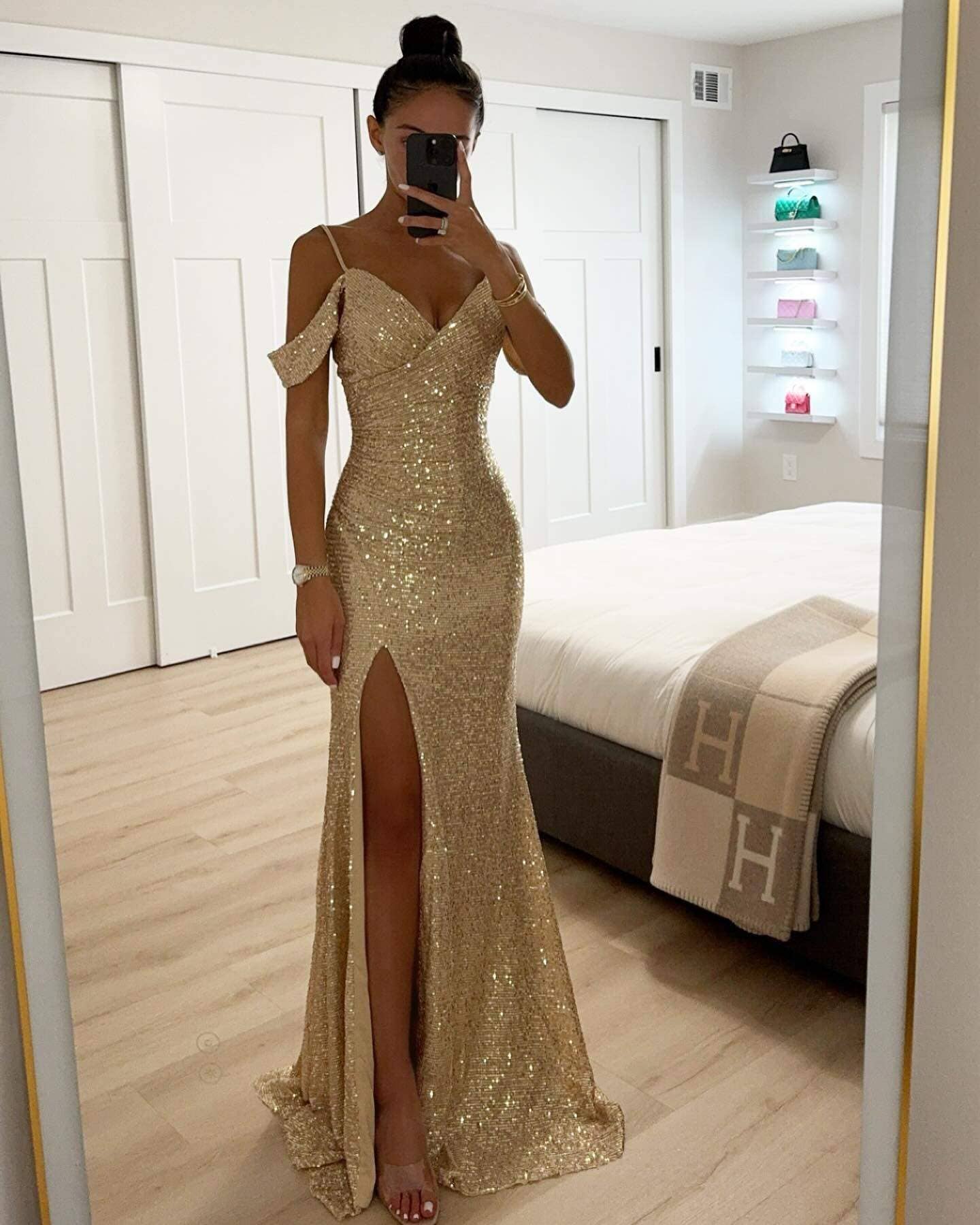 Fashion Combination - Wholesale Blouse - Women's - sequin split dress ins leisure loose party dress4