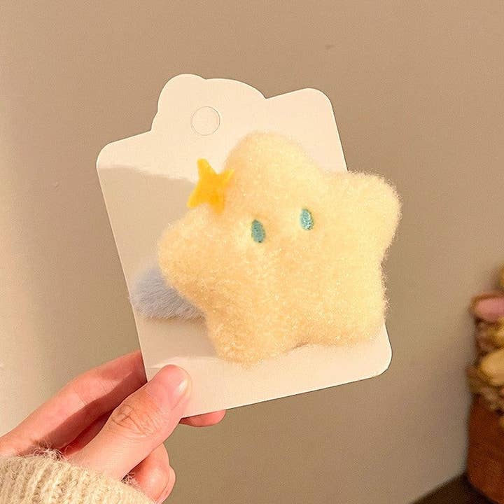 Plush Looks - Wholesale Hair tie - Cream Plush Star Moon Hair Tie3
