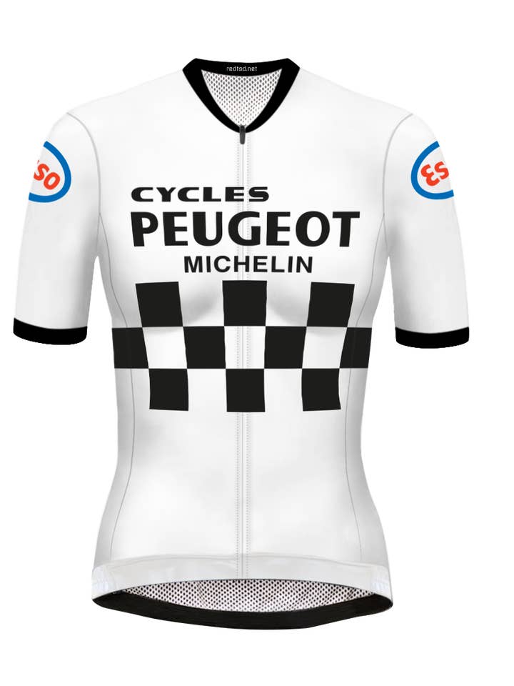 Retro Dame Cykeltrøje Peugeot Hvid/Sort - REDTED for engroshandel hos REDTED