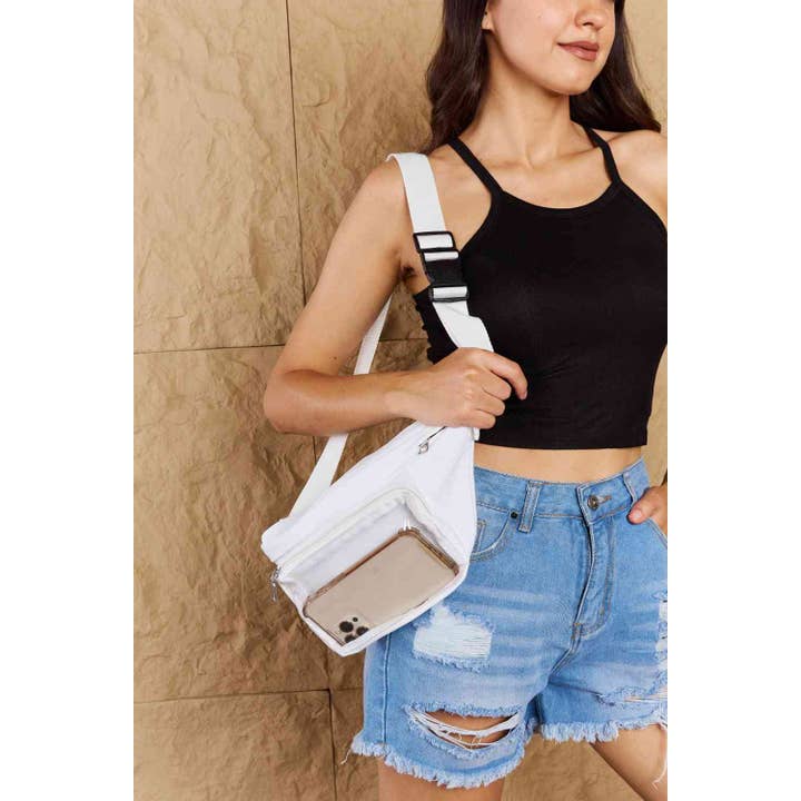 White Travel Buddy Clear Zipper Pocket Fanny Pack Bag for wholesale on Faire1