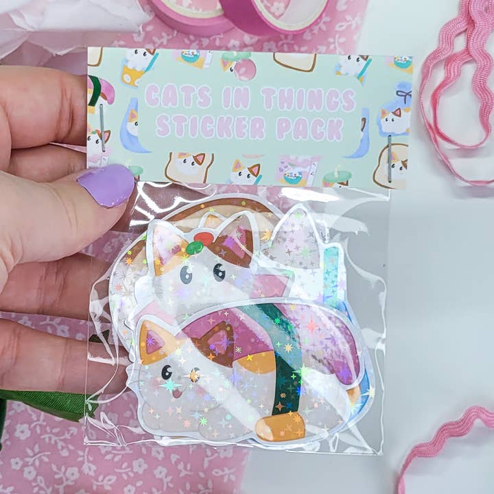 Okupoku – wholesale Sticker – Cats in things Sticker pack0