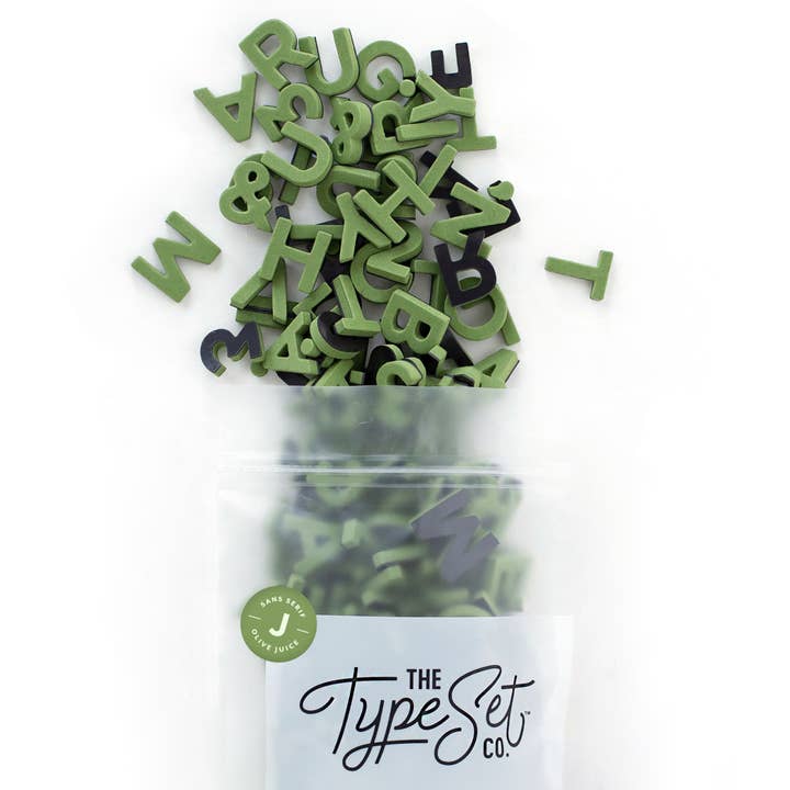 The Type Set Co. - Wholesale Magnet - 1" 200pc Olive Green Magnetic Letters