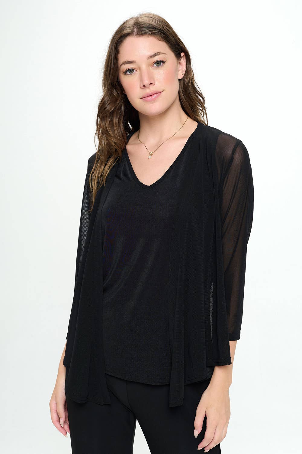 Jostar - Wholesale Cardigan - Women's - Solid Mesh Romance Open cardigan-482MR-QRS12