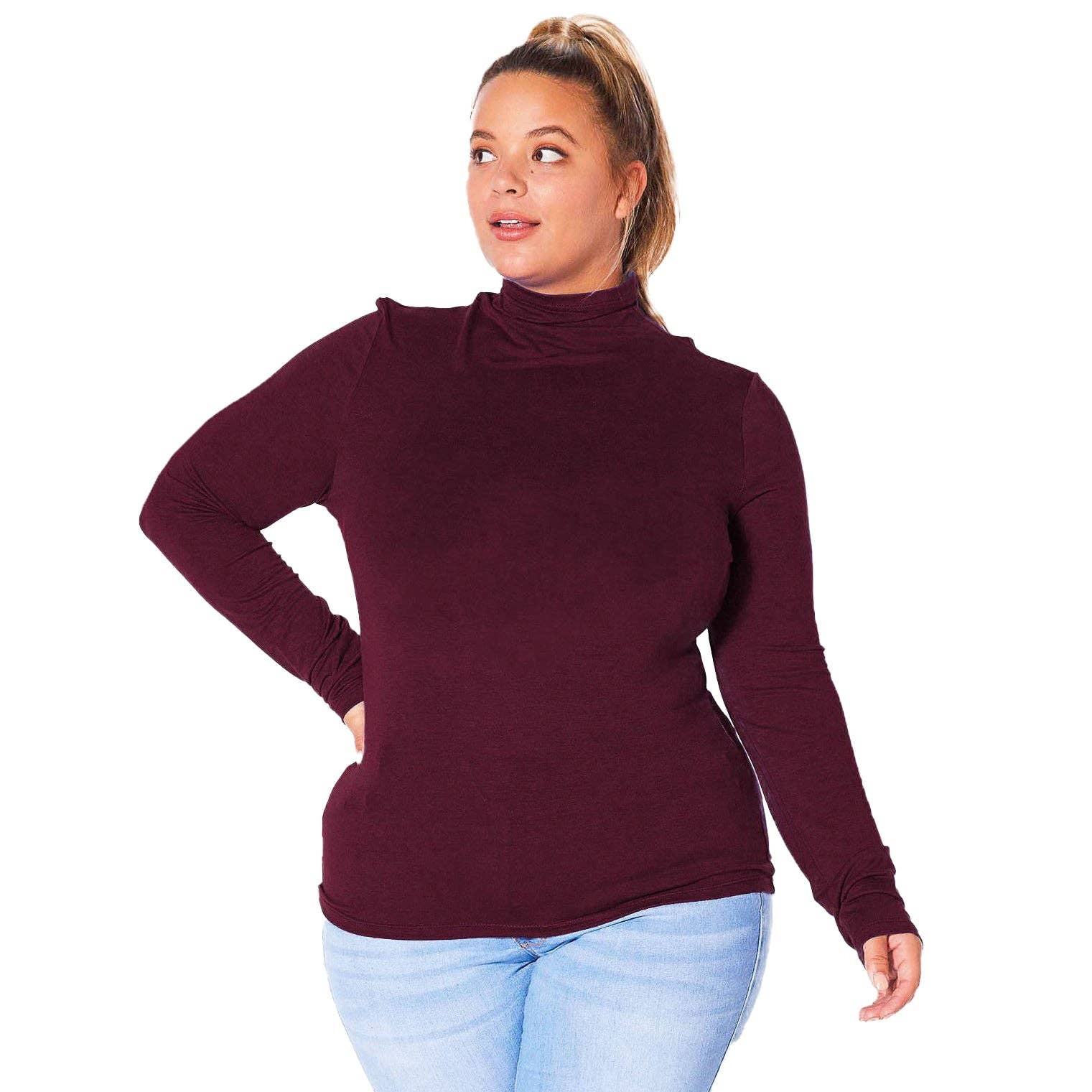 Robin K – wholesale Stickad topp - Dam – Plus size långärmad polotröja med åtsittande passform3