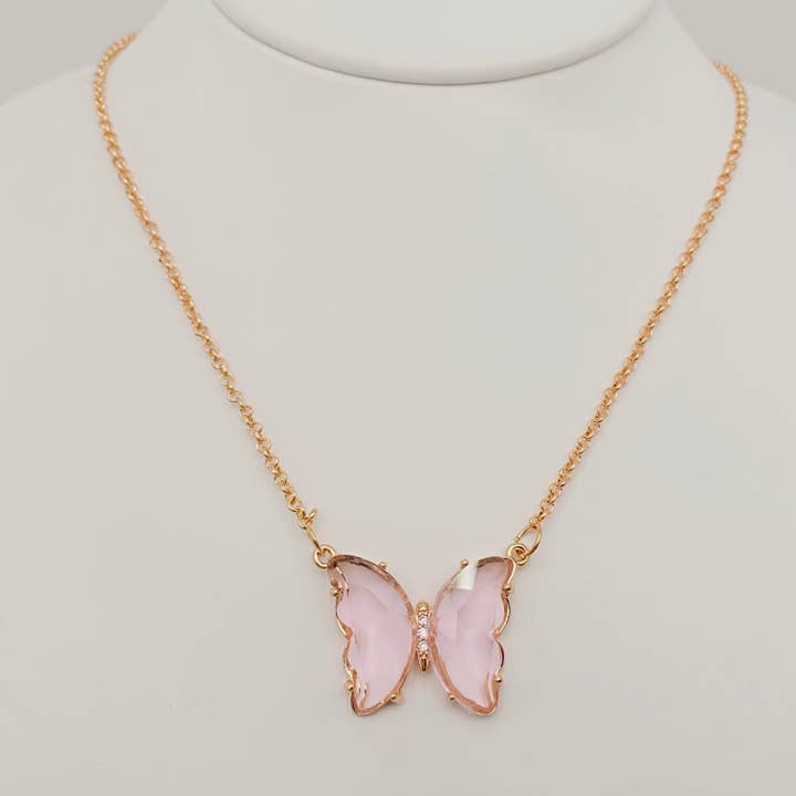 Mio Queena - Wholesale Pendant/Charm Necklace - Multicolor Glass Butterfly Pendant Necklace7