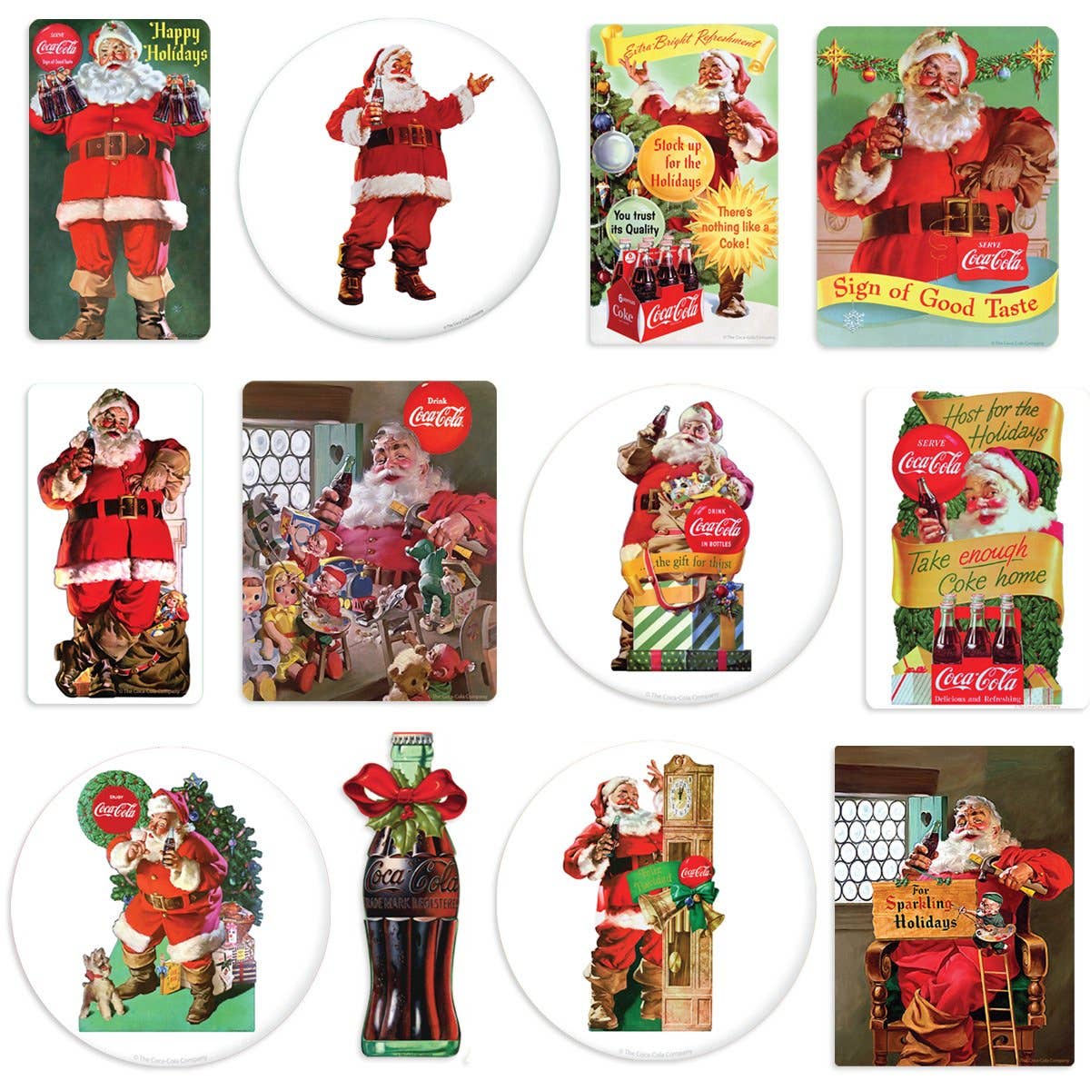 RetroPlanet - Vente Autocollants pour téléphone et ordinateur portable - Lot d'autocollants Coca-Cola Santa Mini 240 carats avec écran POP1