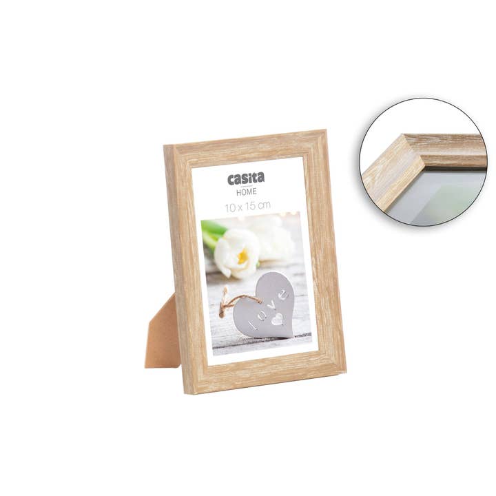 Rahmen 10 x 15 cm Holzoptik Braun gewachst für den Großhandel von CP INTERNATIONAL