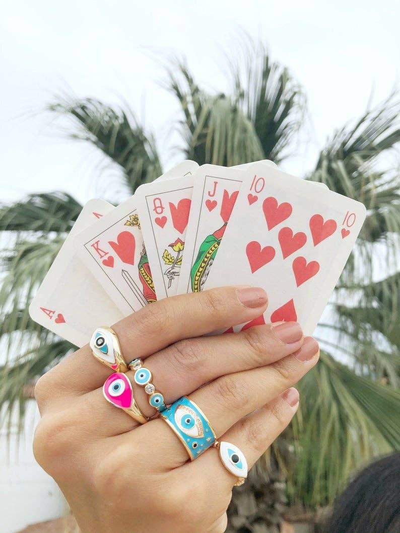 Evileyefavor - Wholesale Cocktail/Statement Ring - Evil Eye Ring, Adjustable Gold Ring, White Evil Eye Ring, Oval Evil Eye Ring, Evil Eye Jewelry1