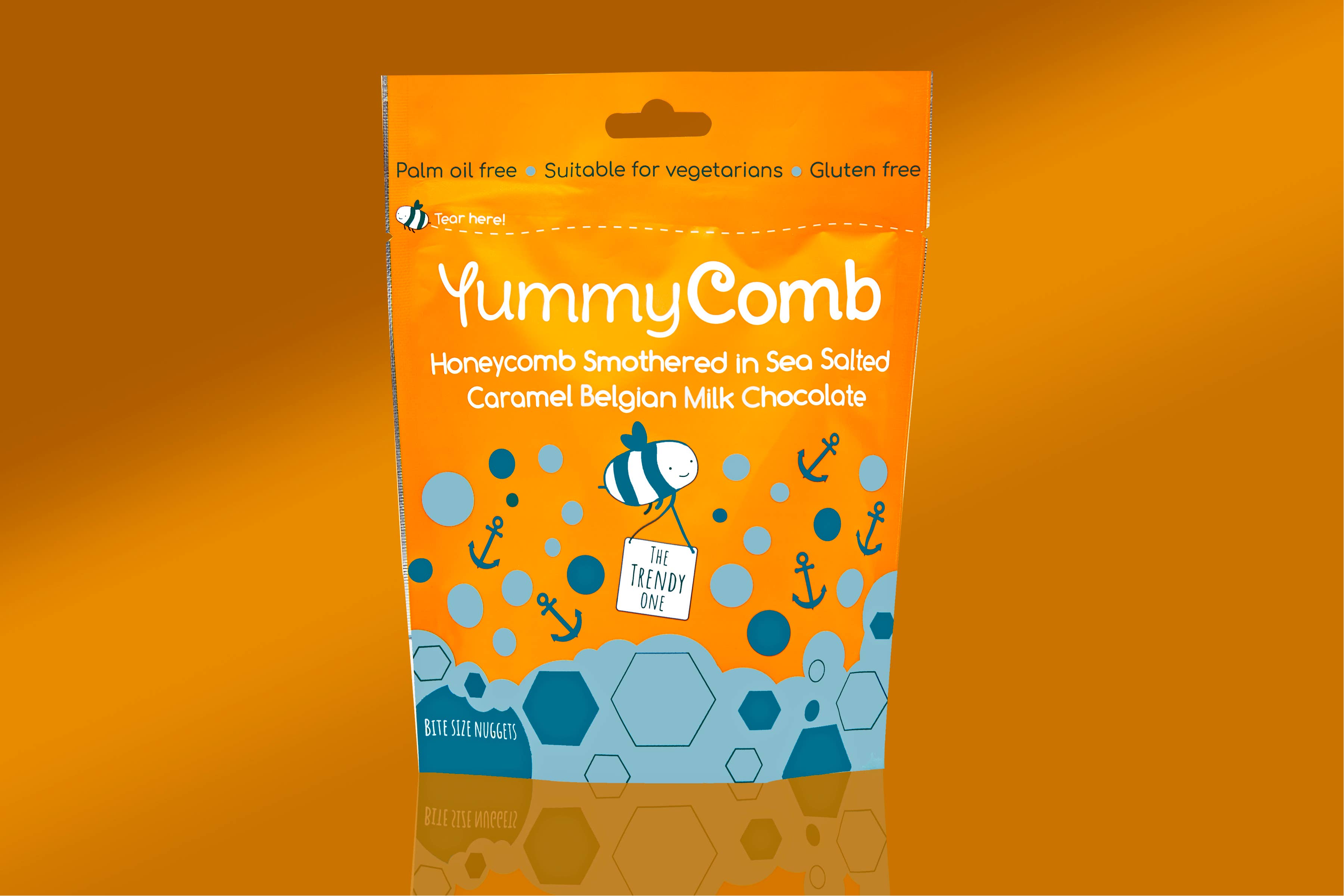 Yummycomb – wholesale Chocolate-covered sweets – 6 x Sea Salted Caramel Belgian Milk Chocolate Honeycomb pouc9