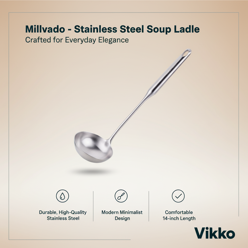 Kadra Kitchenware - Vendita all'ingrosso Mestoli - Millvado - Utensili in acciaio inossidabile, mestolo da minestra 14"3