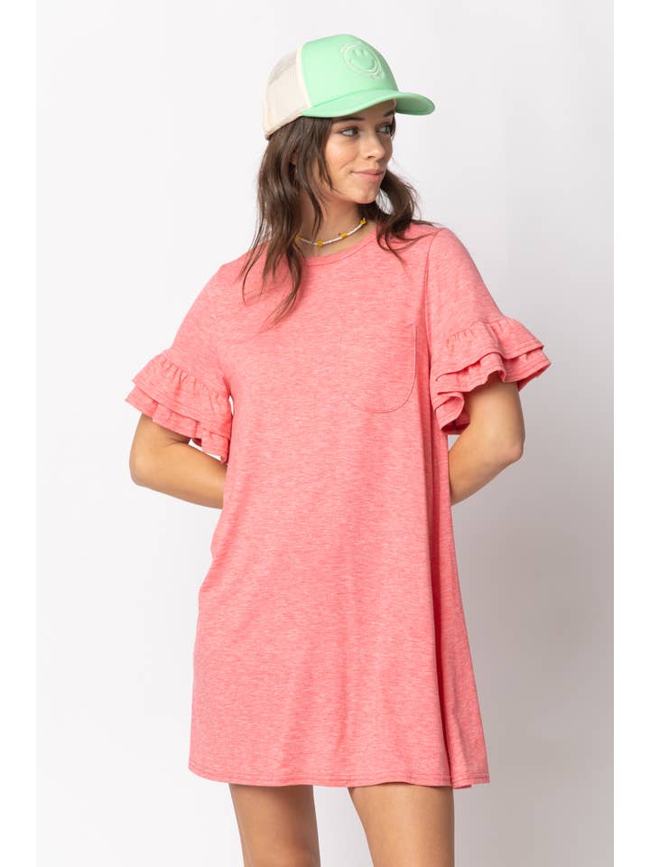 VERY J - Wholesale Dress - Women's - ND30255-French Terry Pocket Tee Shirt Dress6