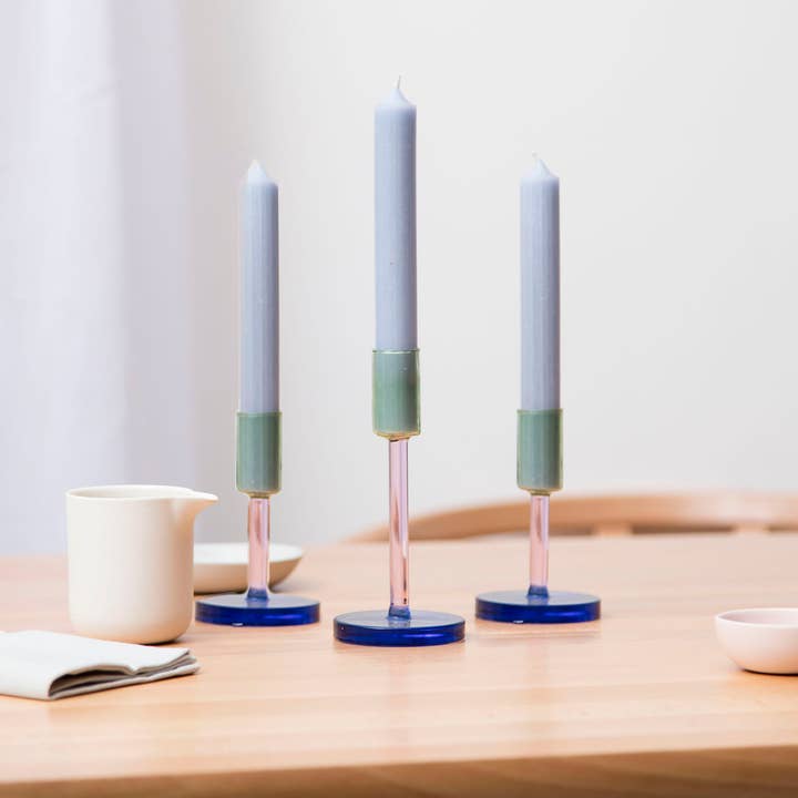 Block Design - Wholesale Candle Holder - Glass Candlestick - Tall