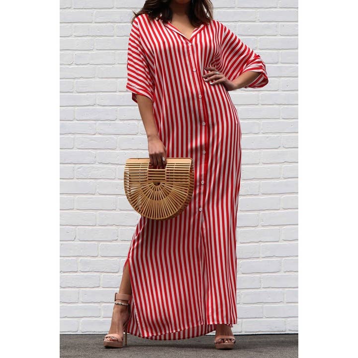 MAXI ABITI LARGHI CON BOTTONI A RIGHE per la vendita all'ingrosso da parte di Esmeray Clothing