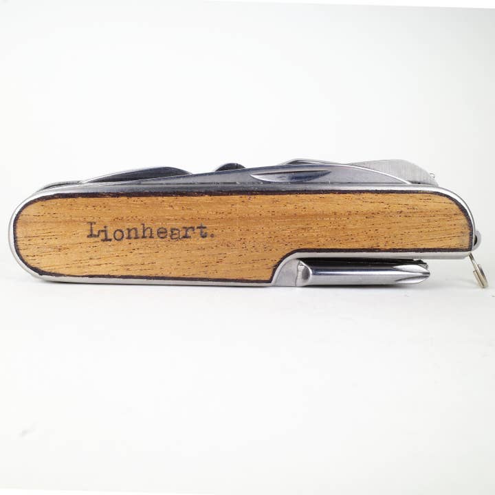 Resolute Star - Wholesale Pocket Knife/Holder - Heavyweight Swiss Army Knife Multi-tool, Mahogany Wood