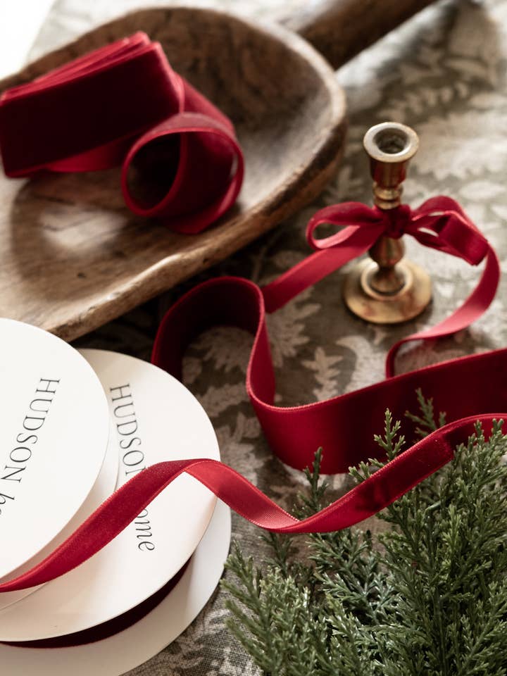 Claret Red Velvet Ribbon - 5m for wholesale by Hudson Home