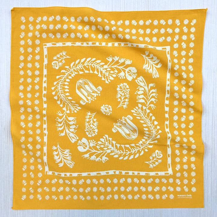 Abracadana - Wholesale Bandana - Women's - Golden Yellow Floral Bandana