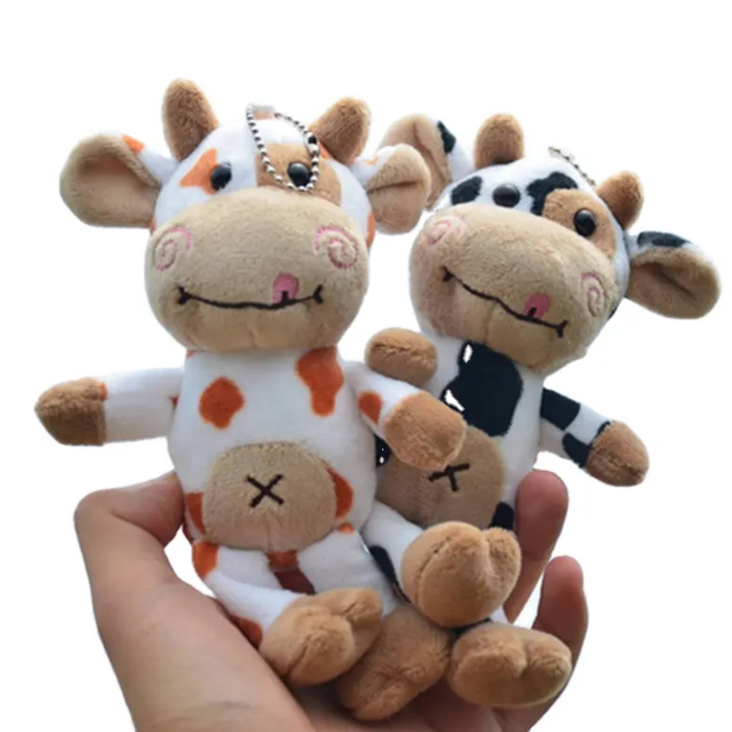 JSBlueRidge Toys - Vente Porte-clés – enfant - Porte-clés peluche doux veau et vache pour enfants1