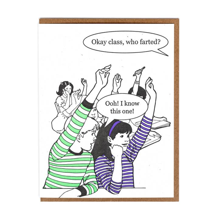 Lady Pilot Letterpress - Wholesale Everyday Greeting Card - Who Farted Greeting Card