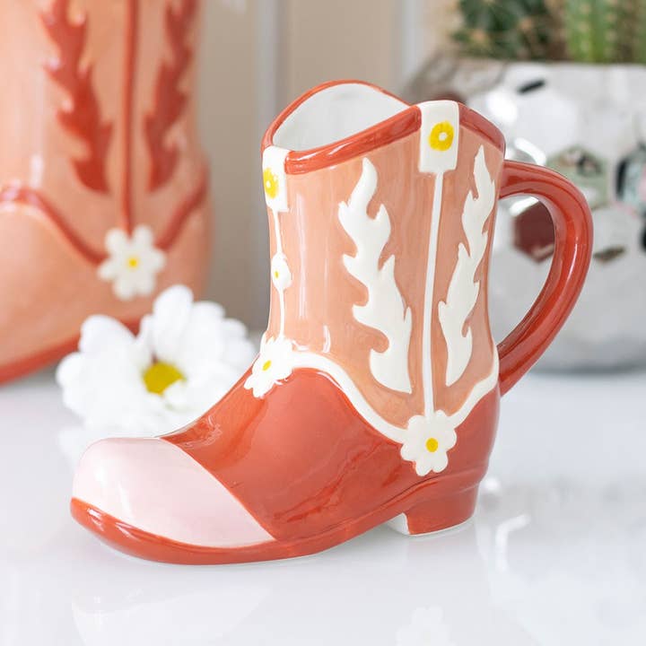Pink Cowboy Boot Shaped Mug for wholesale by Something Different Wholesale