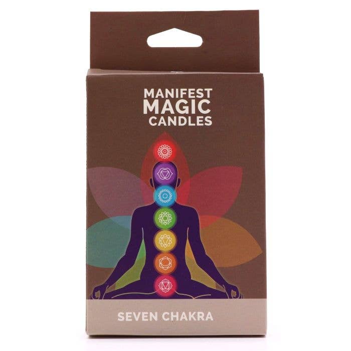 Cardshouse - Wholesale Tapered Candle/Candlestick - Seven Chakra Manifest Candles (pack of 7) Ancient Wisdom1