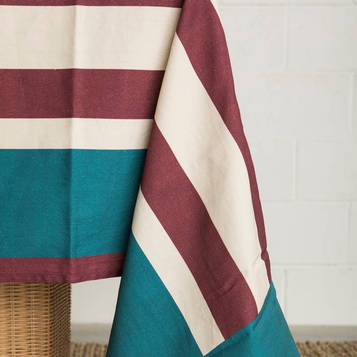 Mahe Homeware - Wholesale Tablecloth - Aubergine Stripe Tablecloth