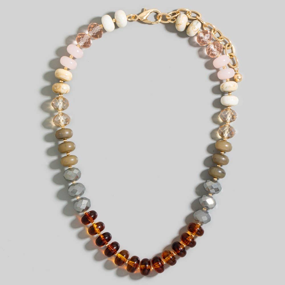 The Looks by Fame Accessories - Wholesale Pendant/charm necklace - Mixed Faceted And Marble Resin Disc Beads Necklace1