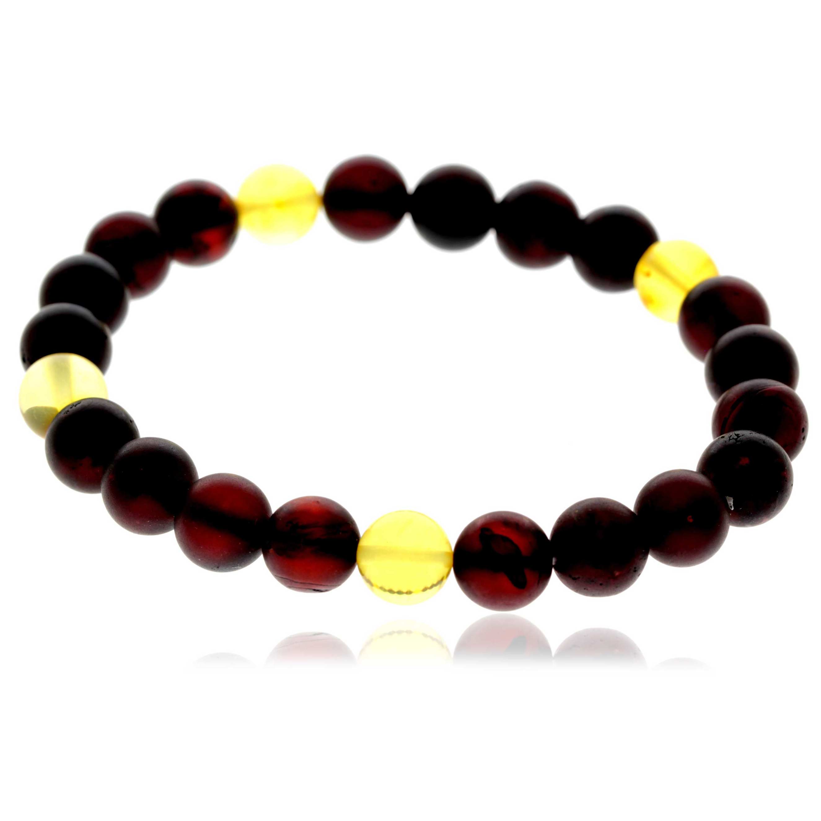SilverAmber Jewellery – wholesale Beaded bracelet – Genuine Baltic Amber Elasticated Beaded Bracelet for Men / Unisex - MB0291