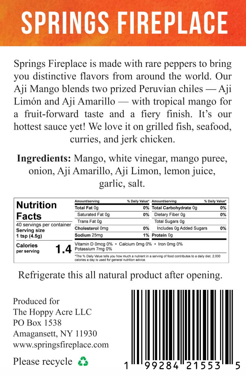 Springs Fireplace - Wholesale Hot Sauce - Aji Mango1