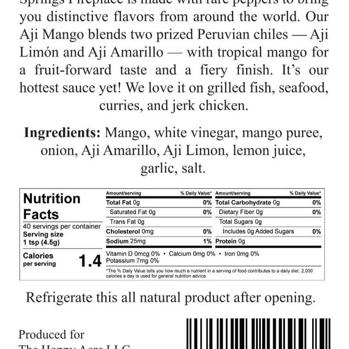 Springs Fireplace - Wholesale Hot Sauce - Aji Mango1