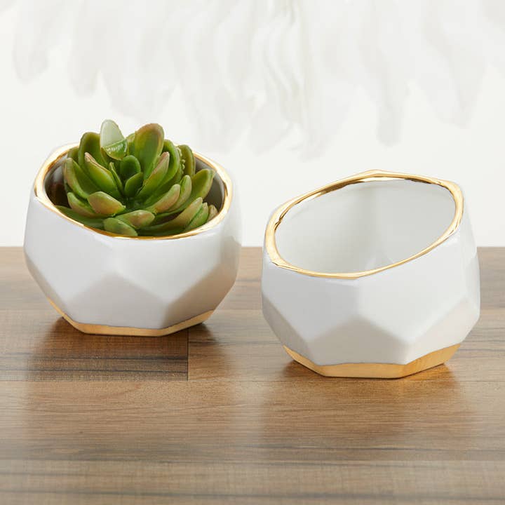 Kate Aspen - Wholesale Plant Pot - Geometric Ceramic Planter - Small (Set of 3)