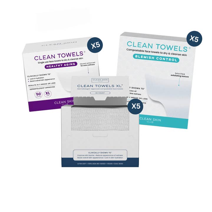 Clean Skin Club 3 Types of Towels Bundle for wholesale by Clean Skin Club