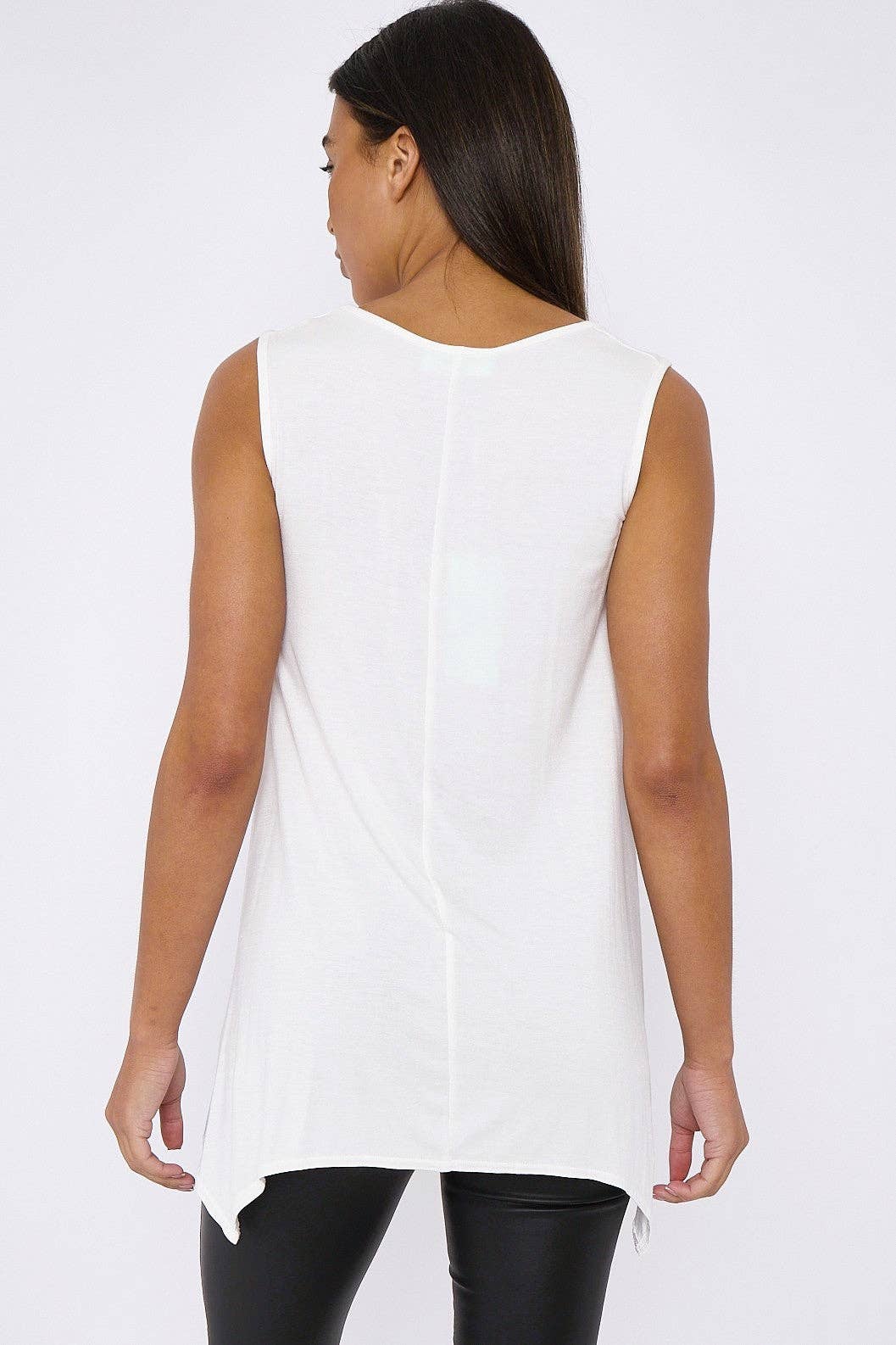 Aftershock London – wholesale Tunic – Women’s – White Sleeveless Top With Asymmetric Hem4