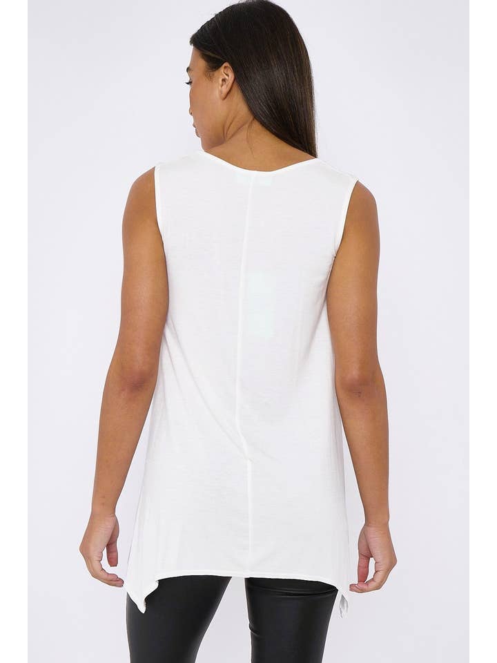 Aftershock London – wholesale Tunic – Women’s – White Sleeveless Top With Asymmetric Hem4