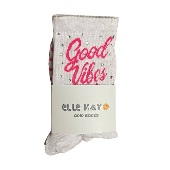 Chaussettes de Pilates "Good vibes only" pour la vente par Elle Kay