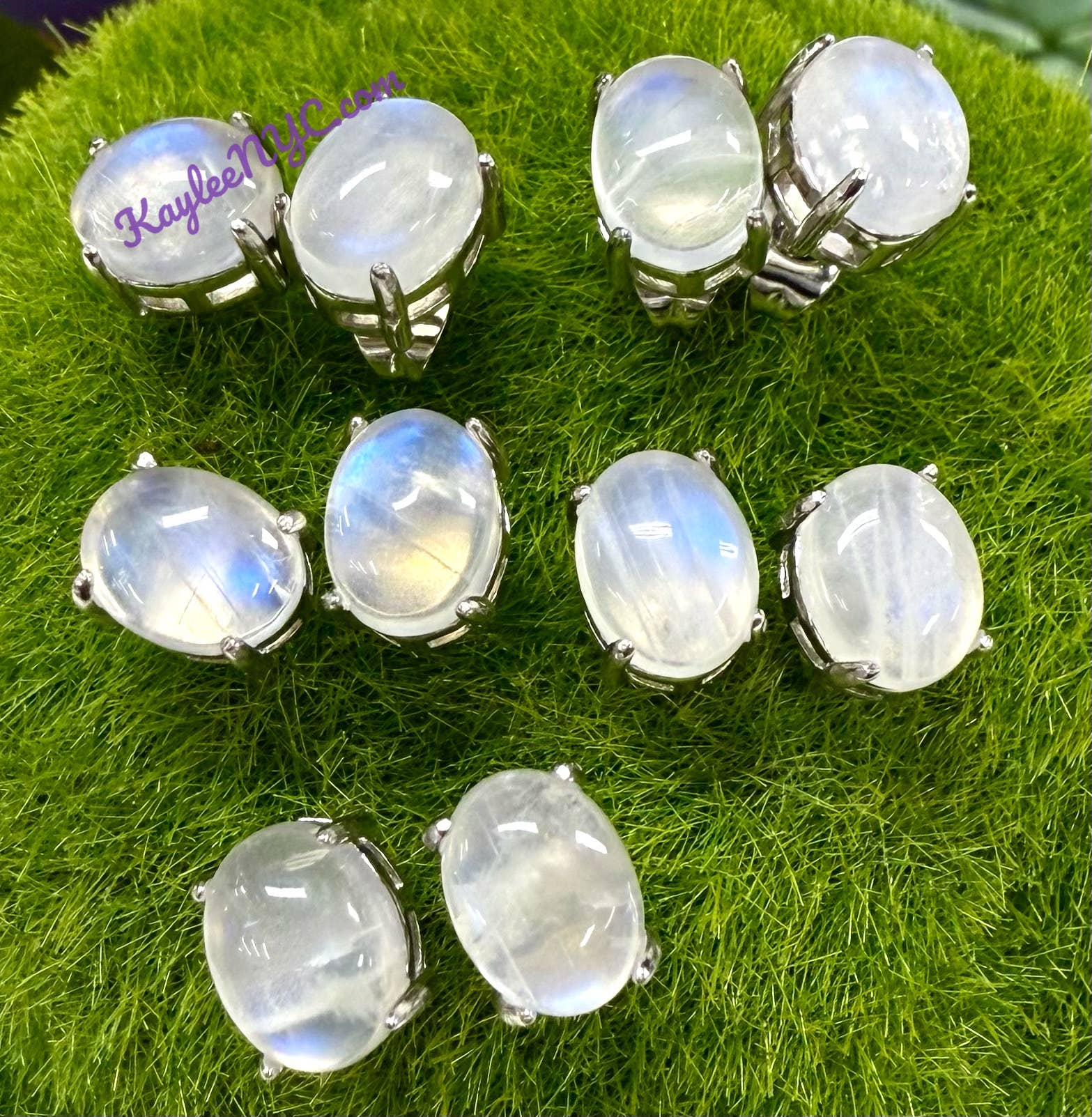 KayleeNYC - Wholesale Stud/Post Earrings - Natural Moonstone sterling Silver(925) Earring Studs