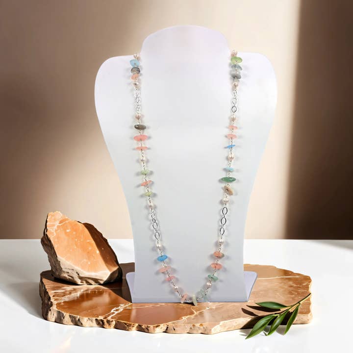 Morganite and Cultured Pearl Necklace for wholesale by IST Jewelry