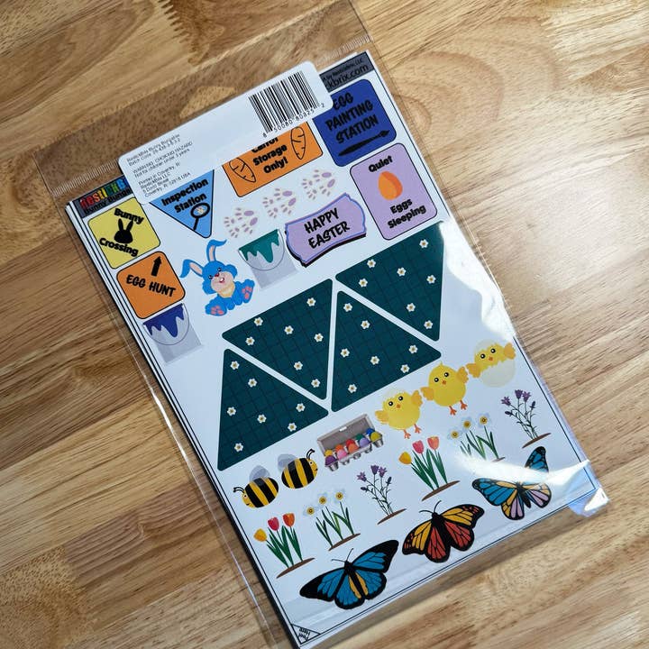 RestickBrix - Wholesale Building Set - Kids - Reusable Decals for Magnetic Tiles & Bricks - Bunny Bungalow6