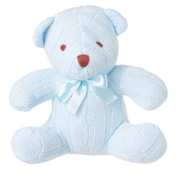 Cable Knit Blue Bear Toy for wholesale by Rose Textiles